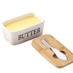 Butter Box Sealed Can Butter Bamboo Cover Cheese With Knife - Image 3