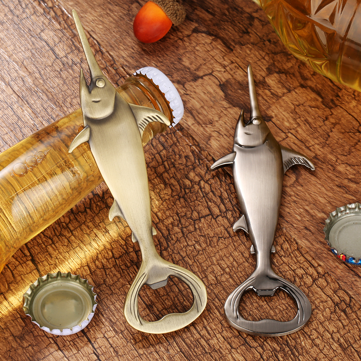 c960641c-79a1-41a3-b885-b67fd1f73969.jpg Creative Swordfish Handle Metal Beer Bottle Openers Kitchen Bar Accessories Tools Beer Gifts Beer Openors Kitchen Gadgets - Image 1
