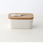 Butter Box Sealed Can Butter Bamboo Cover Cheese With Knife - Image 9